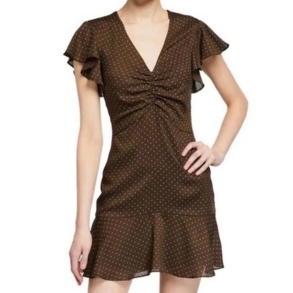 Alexis Brown Benza Flutter-Sleeve Polka Dotted Shirt Dress